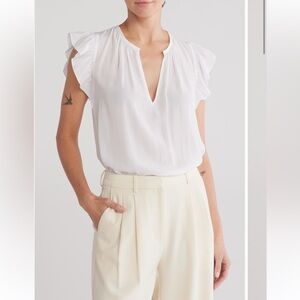 Ramy Brook Destinee Cap Sleeve Top shirt medium‎ white NWT